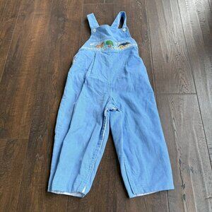 Toddler Corduroy Embroidered Farm Theme Overalls Light Blue Cotton Size 4T